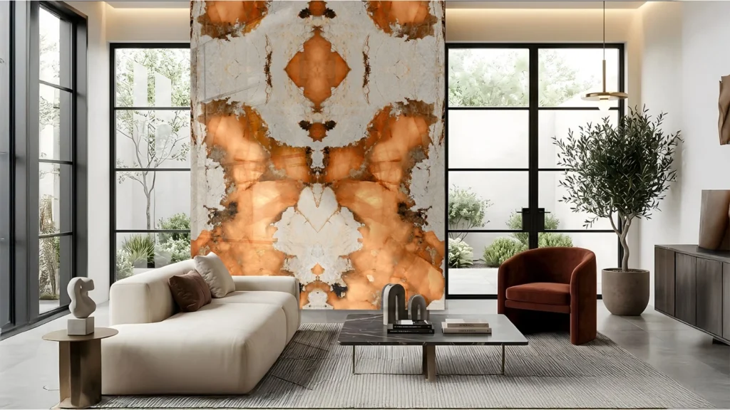 motif bookmatch wall - titanium